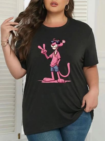 Baskılı Oversize Bisiklet Yaka T-shirt - Beyaz resmi